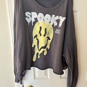 Spooky Smiley Face Gray Sweatshirt